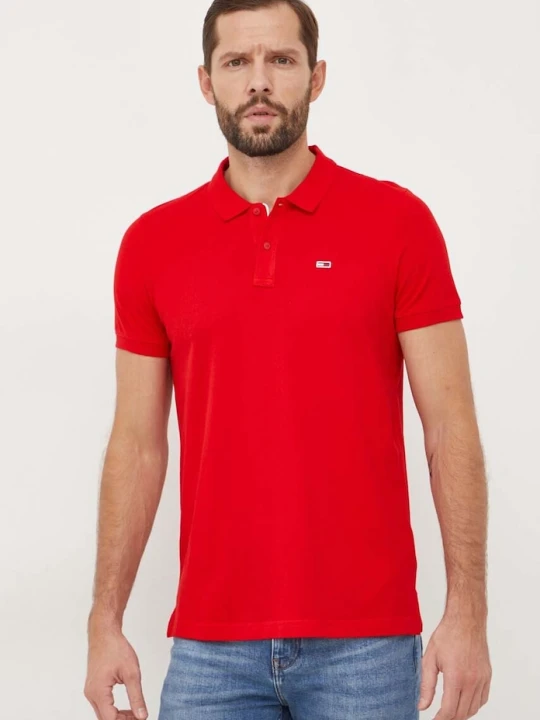 Zdjęcie produktu Tommy Jeans polo bawełniane czerwony