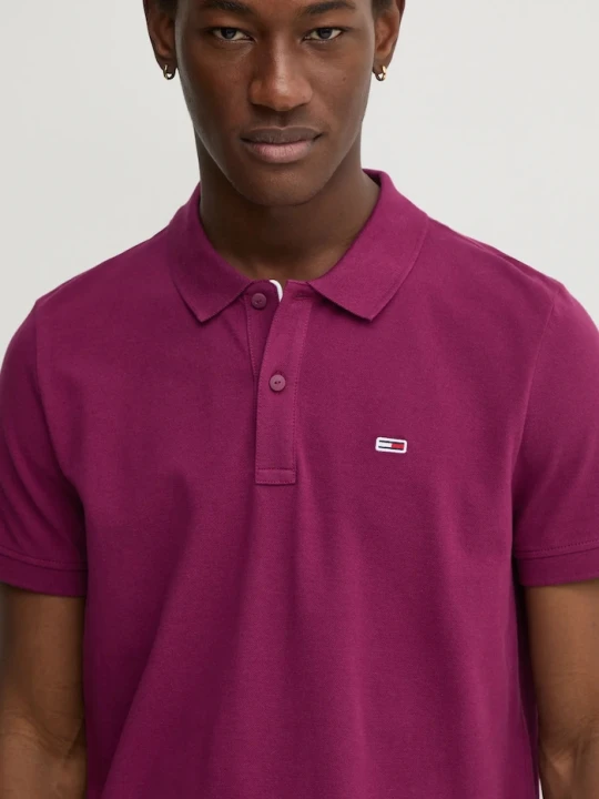 Zdjęcie produktu Tommy Jeans polo bawełniane fioletowy
