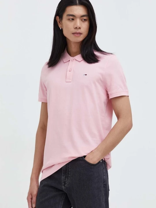 Zdjęcie produktu Tommy Jeans polo bawełniane różowy