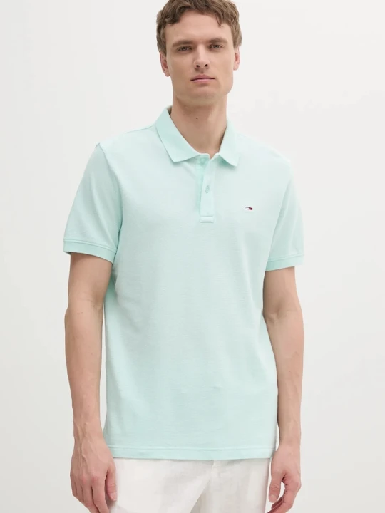 Zdjęcie produktu Tommy Jeans polo bawełniane turkusowy