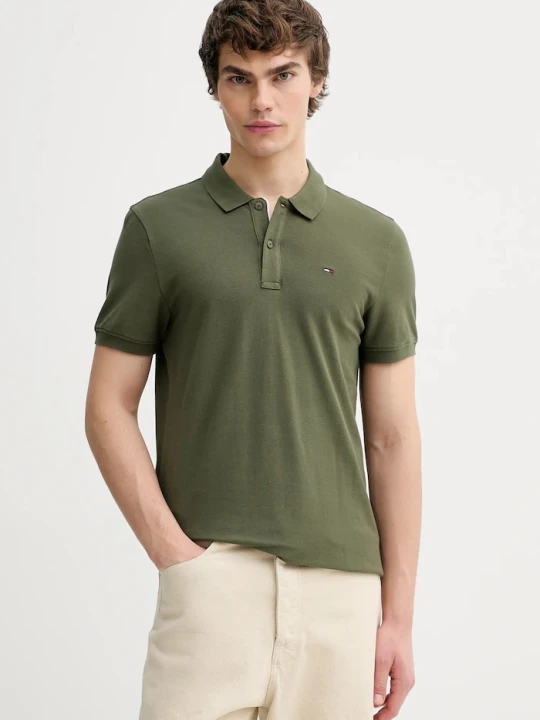 Zdjęcie produktu Tommy Jeans polo męskie bawełniane zielony