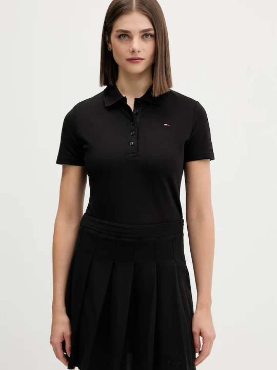 Zdjęcie produktu Tommy Jeans polo damskie bawełniane czarny