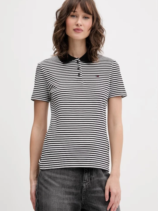 Zdjęcie produktu Tommy Jeans polo damskie bawełniane z elastanem czarny