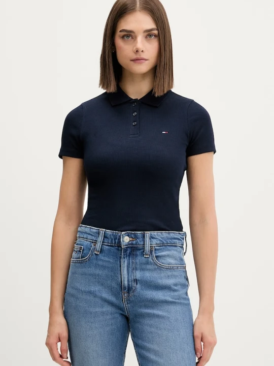 Zdjęcie produktu Tommy Jeans polo damskie bawełniane z elastanem granatowy