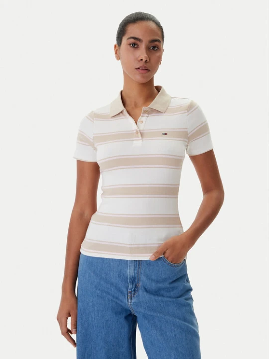 Zdjęcie produktu Tommy Jeans Polo DW0DW22327 Beżowy Slim Fit