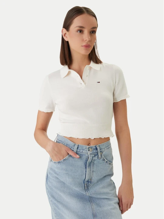 Zdjęcie produktu Tommy Jeans Polo DW0DW22597 Biały Slim Fit