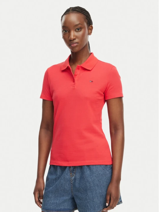 Zdjęcie produktu Tommy Jeans Polo Essential DW0DW20160 Czerwony Slim Fit