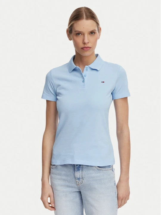 Zdjęcie produktu Tommy Jeans Polo Essential DW0DW20160 Niebieski jasny Slim Fit