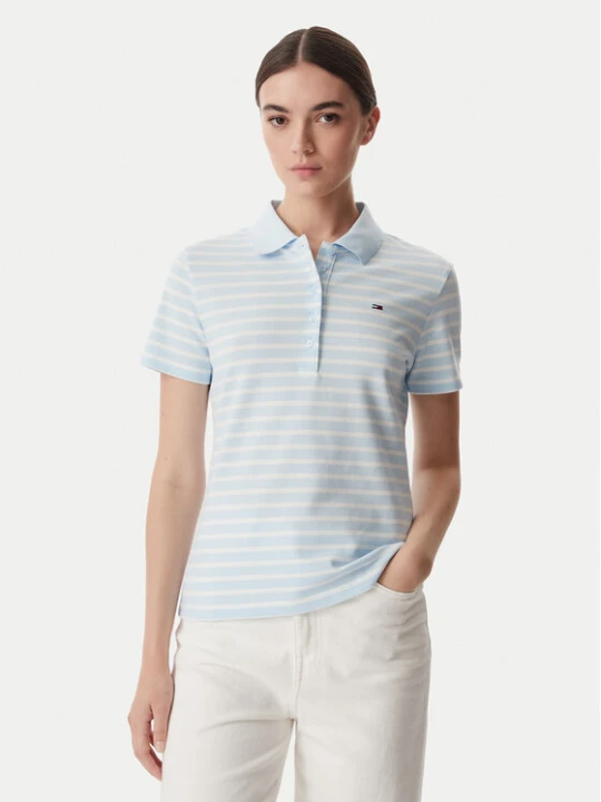 Zdjęcie produktu Tommy Jeans Polo Essential DW0DW22820 Niebieski jasny Regular Fit