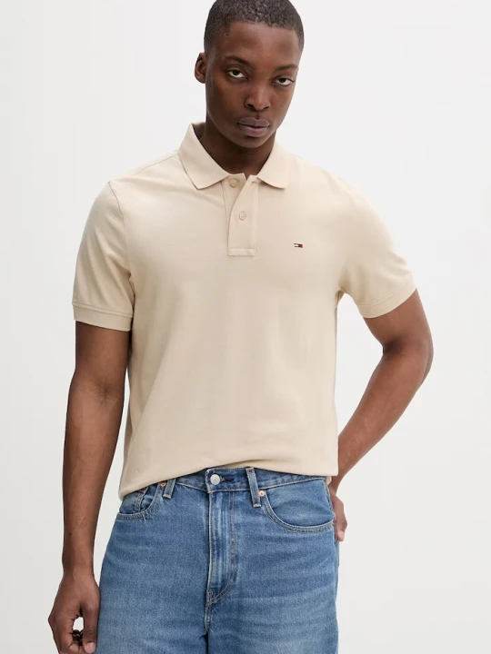 Zdjęcie produktu Tommy Jeans polo męskie bawełniane beżowy