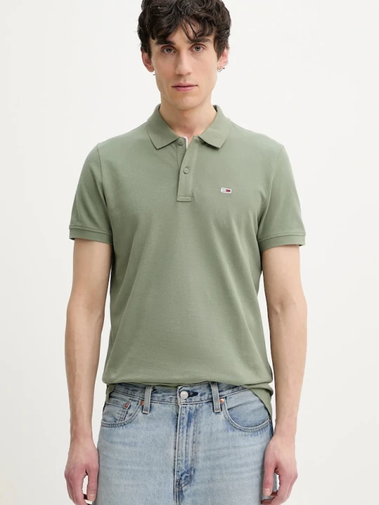 Zdjęcie produktu Tommy Jeans polo męskie bawełniane zielony