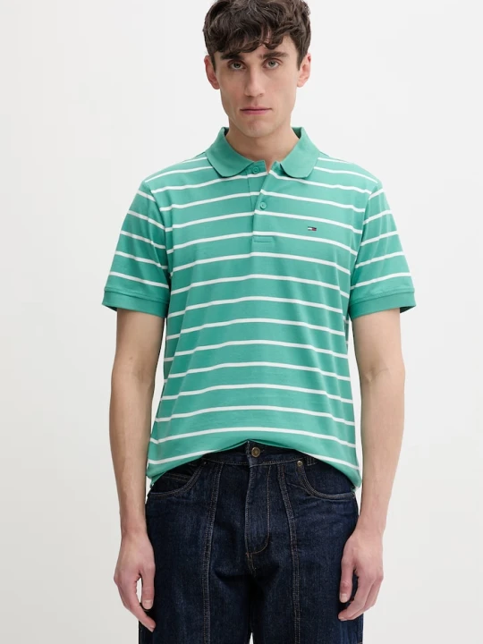 Zdjęcie produktu Tommy Jeans polo męskie bawełniane zielony
