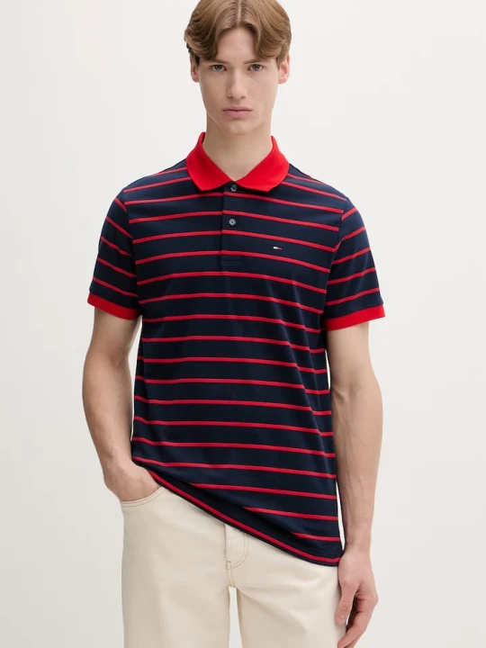 Zdjęcie produktu Tommy Jeans polo męskie bawełniane granatowy