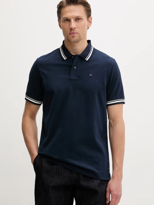 Zdjęcie produktu Tommy Jeans polo męskie bawełniane granatowy