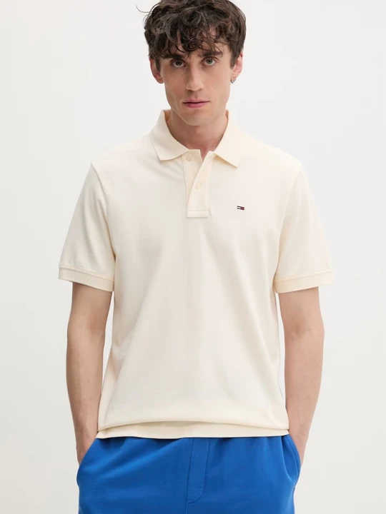 Zdjęcie produktu Tommy Jeans polo męskie bawełniane beżowy