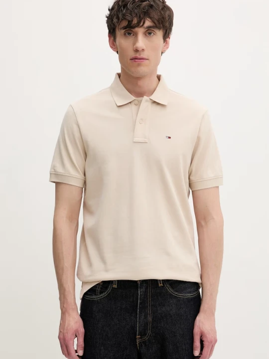 Zdjęcie produktu Tommy Jeans polo męskie bawełniane beżowy