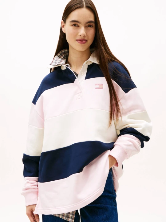 Zdjęcie produktu Tommy Jeans Polo | Oversize fit pudrowy róż