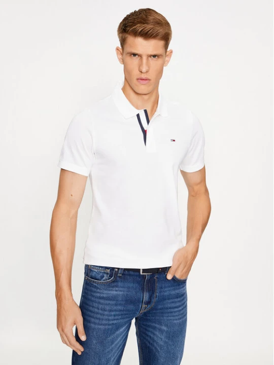 Zdjęcie produktu Tommy Jeans Polo Placket DM0DM15370 Biały Slim Fit