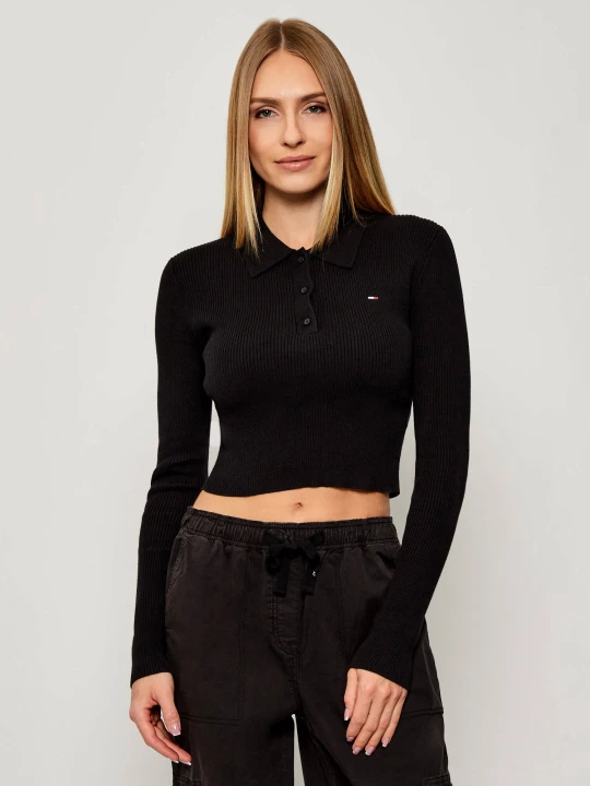 Zdjęcie produktu Tommy Jeans Polo TJW ESSENTIAL | Cropped Fit czarny