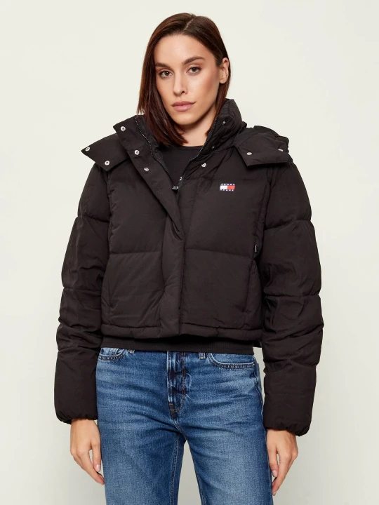 Zdjęcie produktu Tommy Jeans Puchowa kurtka ALASKA GRID | Cropped Fit czarny