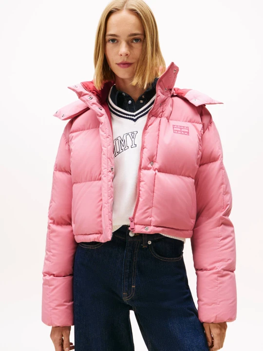 Zdjęcie produktu Tommy Jeans Puchowa kurtka ALASKA GRID | Cropped Fit różowy