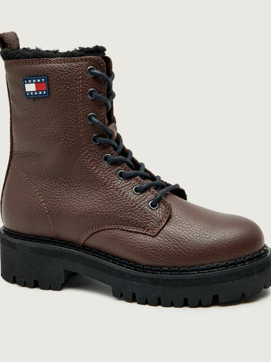 Zdjęcie produktu Tommy Jeans Skórzane botki | shearling brązowy