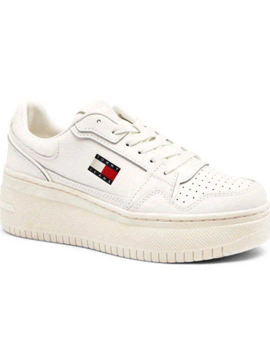 Zdjęcie produktu Tommy Jeans Skórzane sneakersy RETRO BASKET ecru