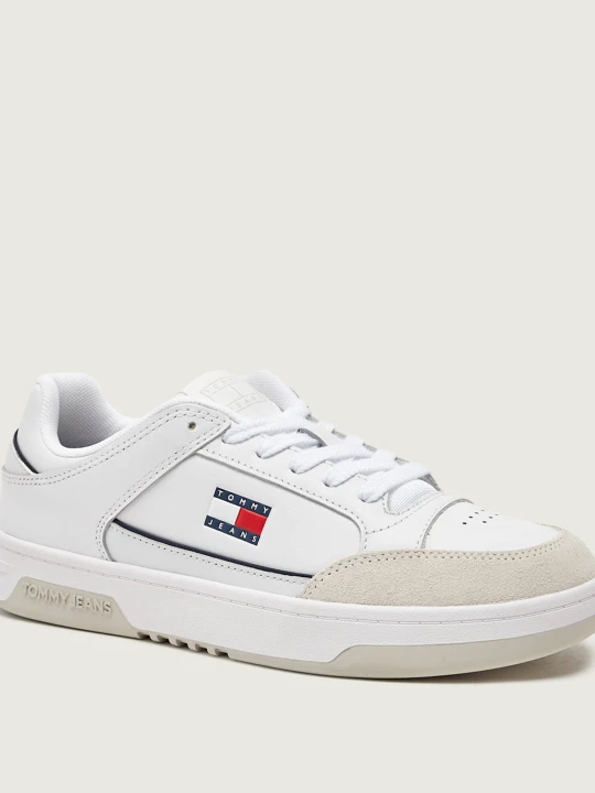 Zdjęcie produktu Tommy Jeans Skórzane sneakersy | zamsz biały
