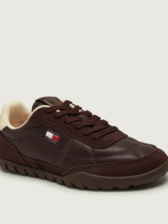 Zdjęcie produktu Tommy Jeans Skórzane sneakersy | zamsz brązowy