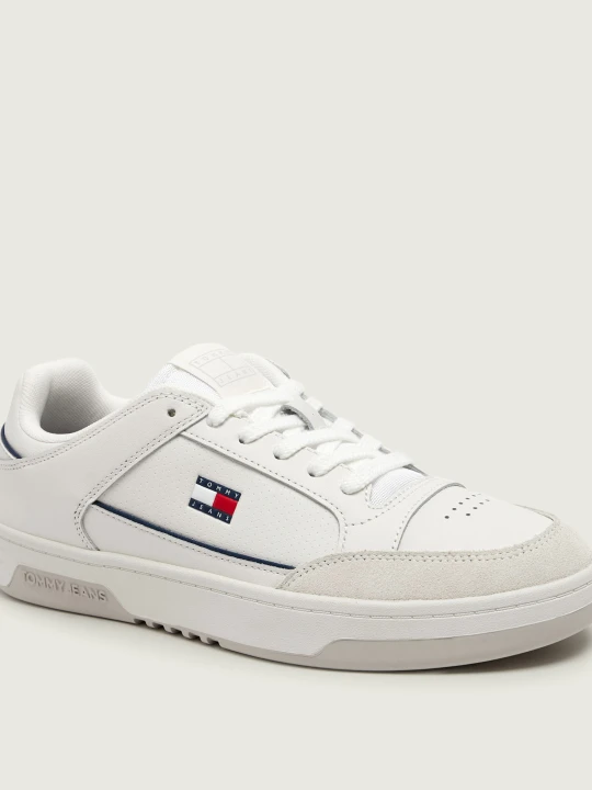 Zdjęcie produktu Tommy Jeans Skórzane sneakersy | zamsz ecru