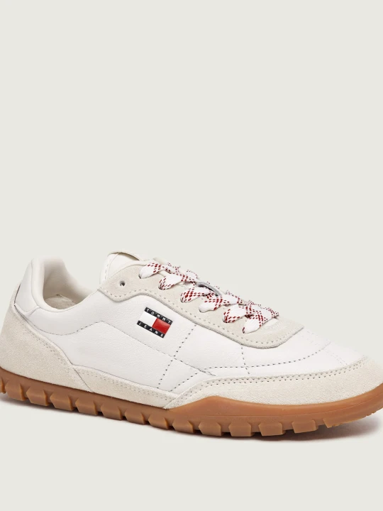 Zdjęcie produktu Tommy Jeans Skórzane sneakersy | zamsz ecru