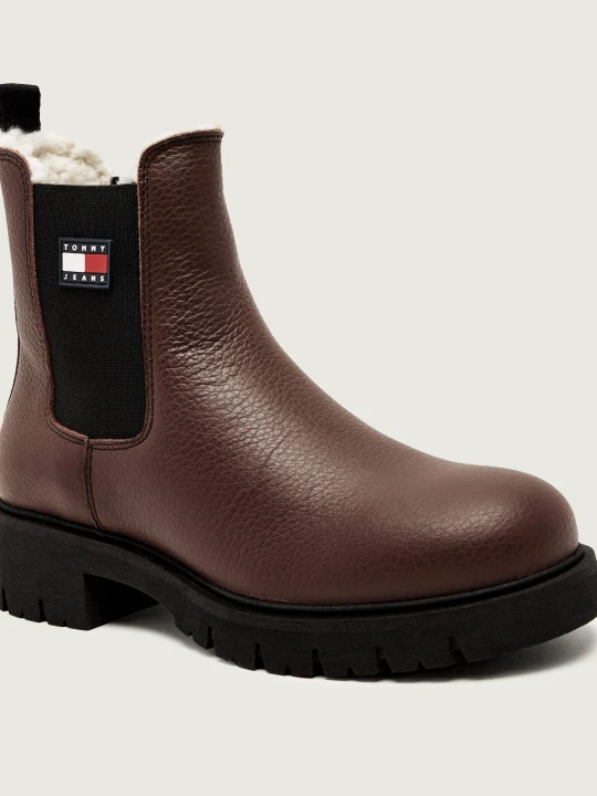 Zdjęcie produktu Tommy Jeans Skórzane sztyblety brązowy