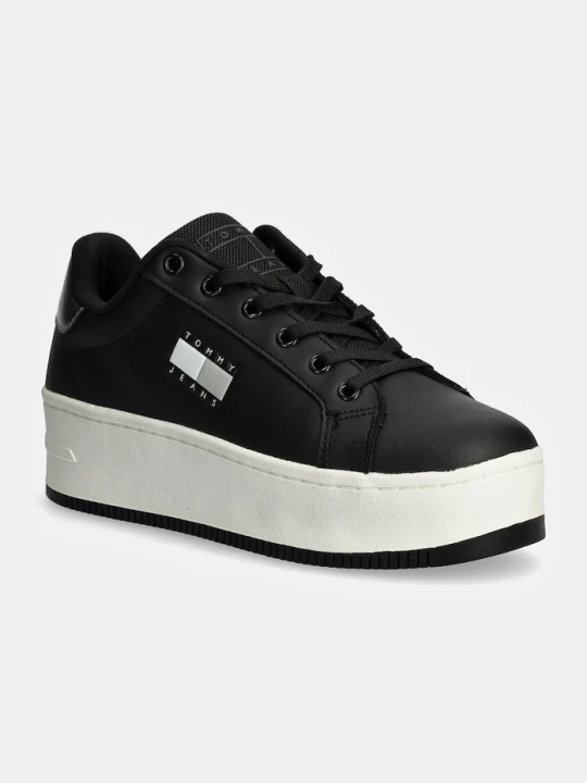 Zdjęcie produktu Tommy Jeans sneakersy skórzane TJW FLATFORM SNEAKER METALLIC czarny