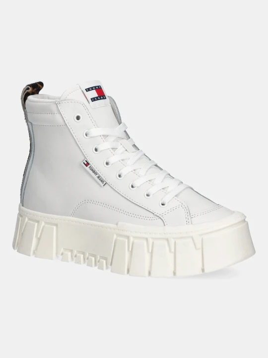 Zdjęcie produktu Tommy Jeans sneakersy skórzane TJW VULC FLATFORM LEOPARD biały