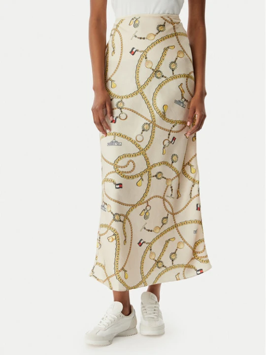 Zdjęcie produktu Tommy Jeans Spódnica maxi Chain Print DW0DW22298 Beżowy jasny Slim Fit