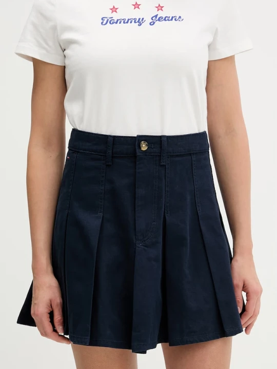 Zdjęcie produktu Tommy Jeans spódnica rozkloszowana bawełniana granatowy