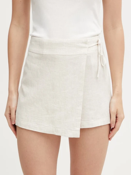 Zdjęcie produktu Tommy Jeans spódnicospodnie damskie z lnem beżowy