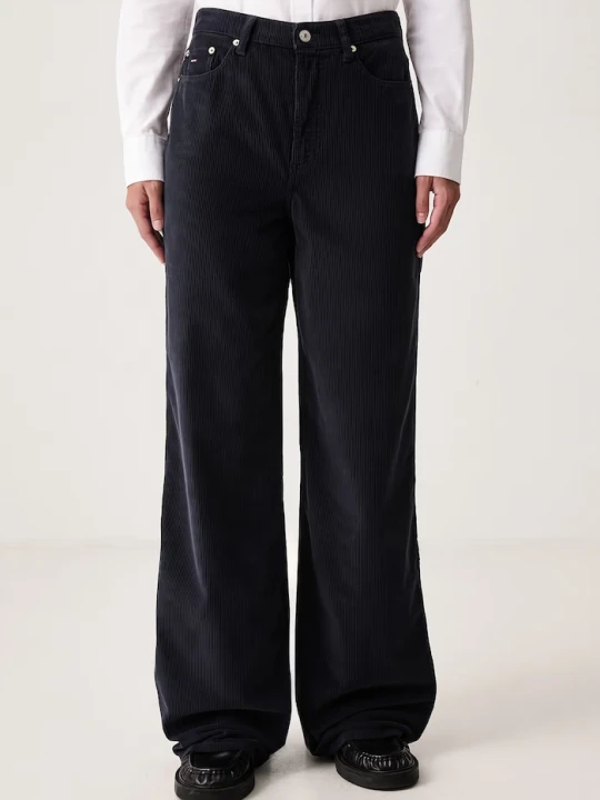Zdjęcie produktu Tommy Jeans spodnie wide leg damskie sztruksowe granatowy