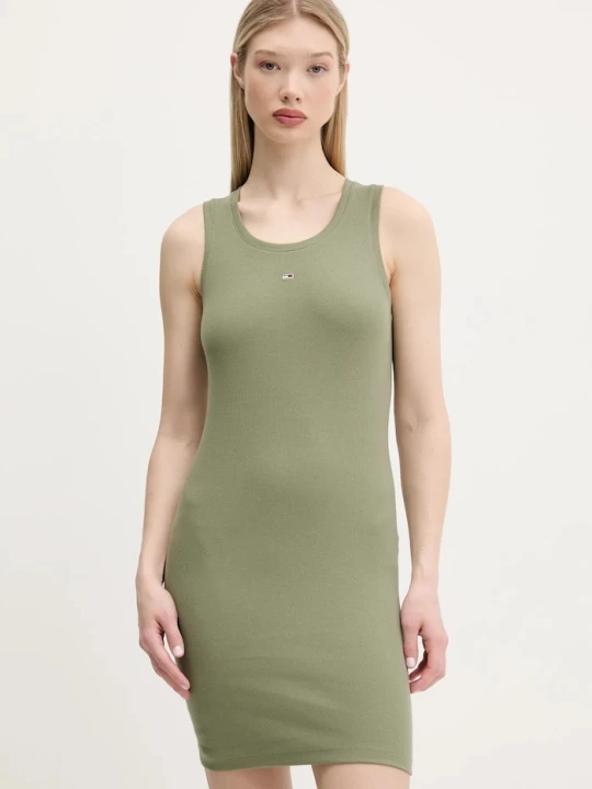 Zdjęcie produktu Tommy Jeans sukienka bodycon bawełniana z elastanem zielony