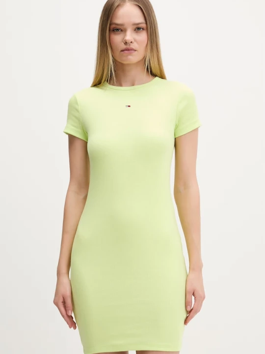 Zdjęcie produktu Tommy Jeans sukienka bodycon bawełniana z elastanem zielony
