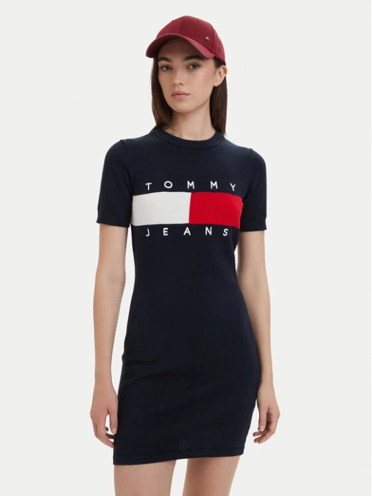 Zdjęcie produktu Tommy Jeans Sukienka codzienna Flag DW0DW22853 Granatowy Slim Fit