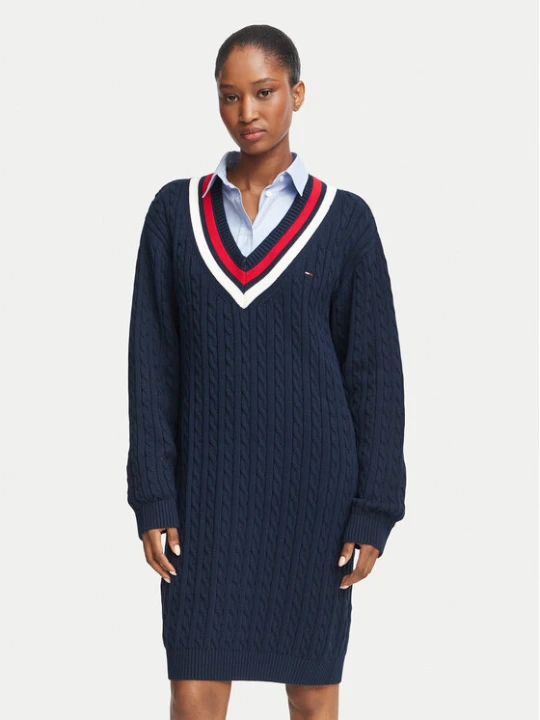 Zdjęcie produktu Tommy Jeans Sukienka dzianinowa DW0DW23540 Granatowy Relaxed Fit
