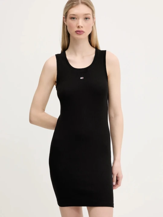 Zdjęcie produktu Tommy Jeans sukienka bodycon bawełniana z elastanem czarny