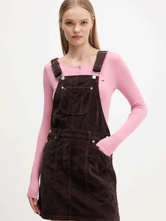 Zdjęcie produktu Tommy Jeans sukienka sztruksowa brązowy