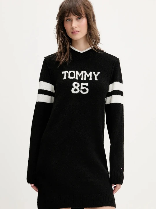 Zdjęcie produktu Tommy Jeans sukienka z domieszką wełny czarny