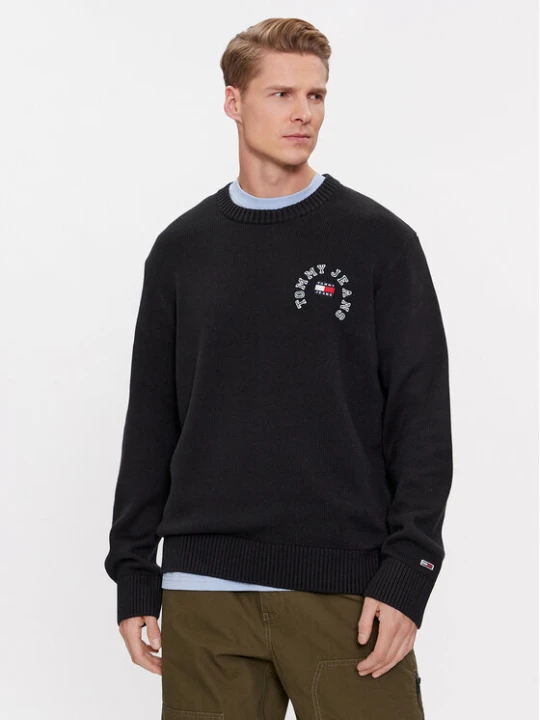 Zdjęcie produktu Tommy Jeans Sweter Arched Graphic DM0DM16784 Czarny Relaxed Fit