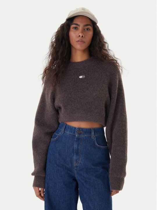 Zdjęcie produktu Tommy Jeans Sweter Badge DW0DW22024 Brązowy Regular Fit