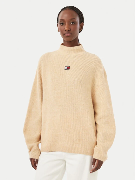 Zdjęcie produktu Tommy Jeans Sweter Badge DW0DW23349 Beżowy Relaxed Fit