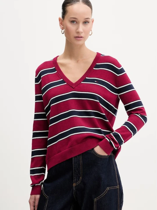 Zdjęcie produktu Tommy Jeans sweter damski bawełniany bordowy