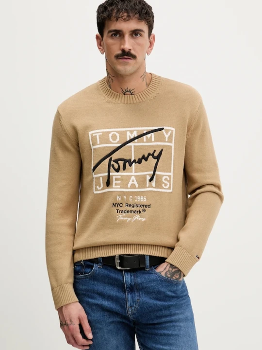 Zdjęcie produktu Tommy Jeans sweter bawełniany beżowy